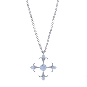 Hearts on Fire Fairy Tale Cross Diamond Necklace White Gold 18k Rd .33ctw Adjust - Picture 1 of 10