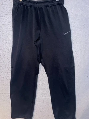 Nike Dri-Fit Fleece Lined Sweatpants Black Pockets Drawstring Mens M Gym - Image 1 of 4