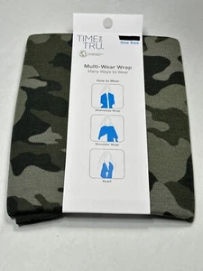 time & tru womens multi wear wrap shawl ONE SIZE osfm new with tags green camo - Picture 1 of 2