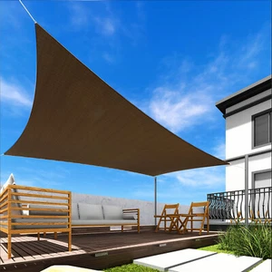 Custom Size Brown Rectangle Sun Shade Sail Fabric Awning Cover Canopy 5-24 Feet - Picture 1 of 11