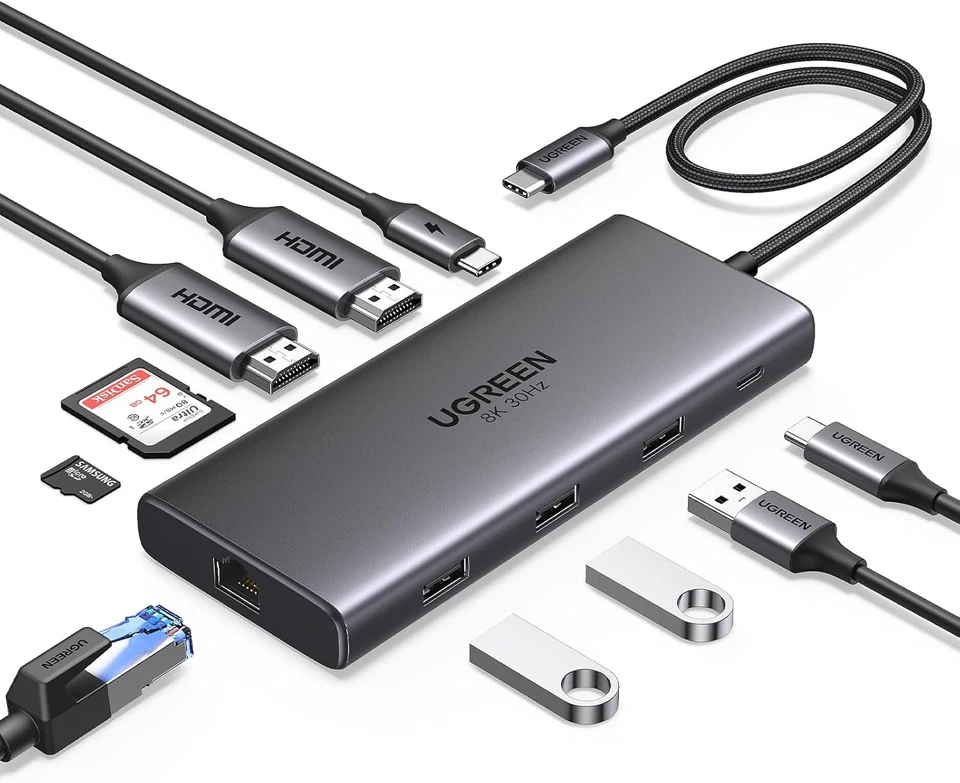 UGREEN Revodok Pro 210 USB C Docking Station Dual HDMI 10 IN 1 USB C Hub