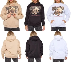 Womens Long Sleeve Leopard Love Graphic Print Hoodie Ladies Printed Sweatshirt - Picture 1 of 8