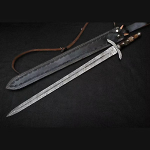 Hand Forged VIKING SWORD Real Damascus Steel Beautiful Gift for him GROOMSMEN