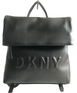 DKNY Black Tilly Medium Logo Foldover Bag Backpack