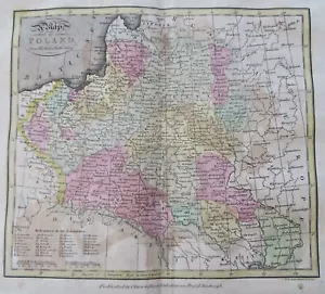 Polen aus besten Behörden um 1801 Oliver & Boyd seltene Karte original Handfarbe - Bild 1 von 4