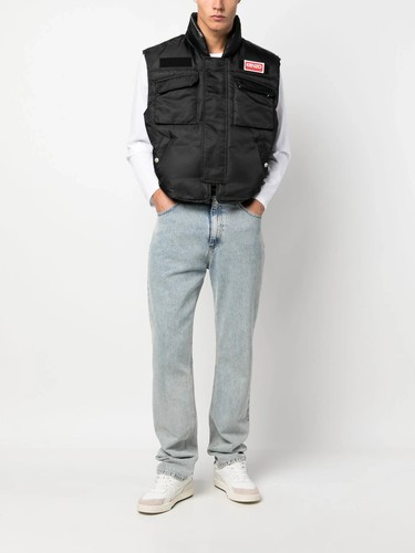 KENZO DOWN VEST WITH LOGO Chaleco hombre multiple pockets hood black M