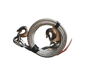 3/8" x 50 ft Galvanized Wire Rope Tow Cable with 2 Ton Alloy Hook Both Ends - Bild 1 von 1