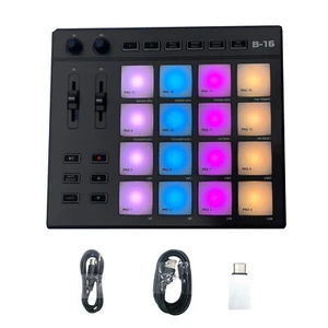 USB MIDI Controller Beat Maker 16 Beat Pads 2 Fader Knobs Drum Machine - Picture 1 of 14