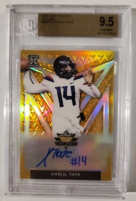 2020 Leaf Valiant Yellow Khalil Tate Autograph RC 1/10 BGS 9.5 w/10 Auto Damaged - Image 1 of 3