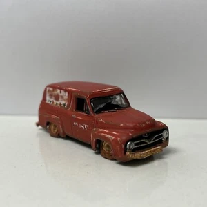 CUSTOM Johnny Lightning 1/64 Weathered Barn Find Red 1955 Ford F-100 Panel Van - Picture 1 of 6