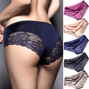 3pcs Set Sexy Women Low Waist Ladies Satin Ice Silk Seamless Panties Underwear - Picture 1 of 18