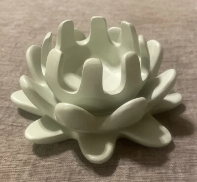 Southwestern Pottery Tea Lite Candle Holder Cactus Succulent Light Green - Image 1 of 4