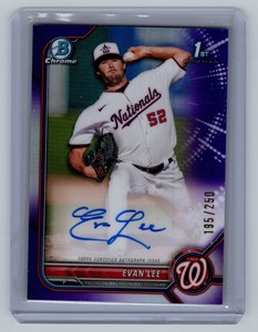 2022  Bowman Chrome Prospect Auto Purple #CPA-EL Evan Lee  #'d/250