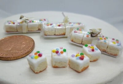 Dolls house 4 Miniature White sheet cake squares in gift box 1/12 handmade - Image 1 of 4