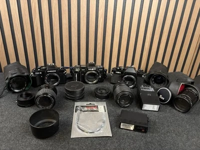 Lote de 3 cámaras vintage Minolta Chinon KSX con 5 lentes y accesorios - SIN PROBAR Foto 1 de 4