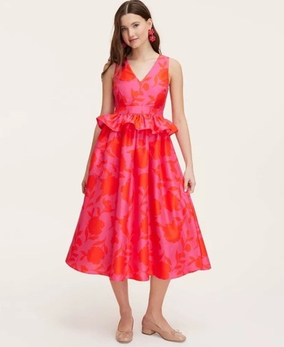 NUOVO abito midi Kate Spade NY x Target classico rosa peplo taglia 10