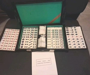 Vintage Bamboo Back Tile Full Set with Portable Case Japan By Sanwa - New - Picture 1 of 8