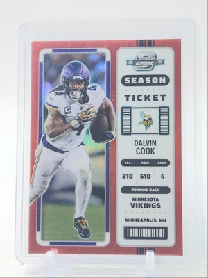 DALVIN COOK 2022 CONTENDERS OPTIC SEASON TICKET RED PRIZM /175 Q5818 - Image 1 of 2
