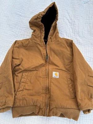 Carhartt Tan Quilted Lining Hooded Jacket Coat Boys Size XS (6) - Image 1 of 3
