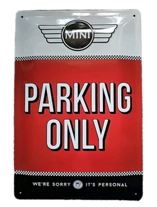 MINI Insegna Solo Parcheggio Retrò Acciaio 20x30cm Cupola Merch Ufficiale BMW Germania - Foto 1 di 11