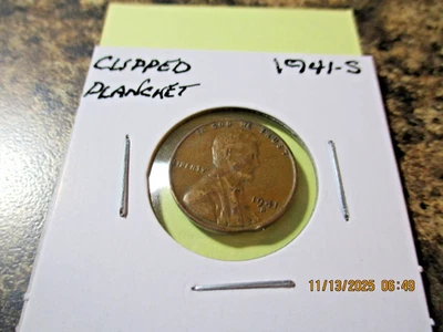 1941-S LINCOLN CENT CLIPPED PLANCHET    HH - Image 1 of 2