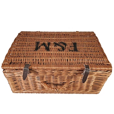 Vintage Fortnum And Mason F&M Picnic Hamper Wicker Basket With Handle 50x35x24cm - Image 1 of 4