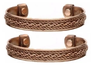 2er Pack Reines Kupfer Magnetarmband Arthritis Schmerztherapie Manschette Drehkette - Bild 1 von 3