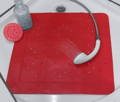 Calypso Tomate Rot Duscheinlage 55x55cm. DÜNN 100% PVC - geschäumt. - Bild 1 von 4