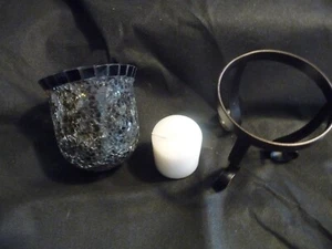 Crackled Glass Votive Candle Holder Brass Stand - Picture 1 of 5