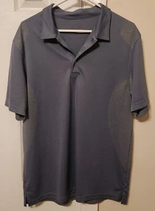 Slazenger Men's Golf Polo Shirt L Logo Gray Gold Striped Short Sleeve - Picture 1 of 3