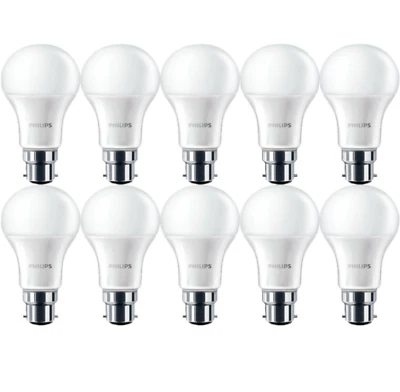 Philips LED Light Bulb 11W 75W Bayonet Cap GLS A60 B22 Warm White NonDim 10 Pack - Image 1 of 4