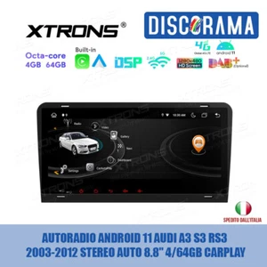 AUTORADIO ANDROID 11 AUDI A3 S3 RS3 2003-2012 STEREO AUTO 8.8" 4/64GB CARPLAY - Foto 1 di 10