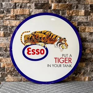 Letrero vintage de metal pesado ESSO Tiger Gasolinera años 60 - 19,7" (50 cm) - Imagen 1 de 9