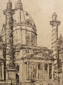 evt. Alexander GERBIG (1878-1948) ? Radierung 1940er Jahre - KARLSKIRCHE IN WIEN - Bild 1 von 4
