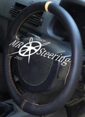 Para Vauxhall Vectra C 2002-2008 Funda De Volante De Cuero Negro + Correa Crema - Imagen 1 de 4