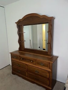Discontinued Vintage Broyhill 6 Drawer Dresser With Large Mirror - Picture 1 of 9