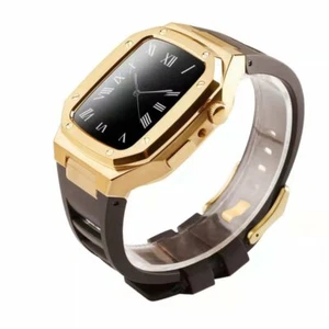 Fluororubber Band Stainless steel Case Royal Oak Mod For Apple Watch 44/41/45mm - Zdjęcie 1 z 21