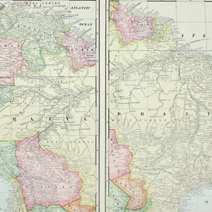 SOUTH AMERICA MAP Large Antique FULL COLOR 1928 21"x14" Atlantic Pacific NORTH - Picture 1 of 2