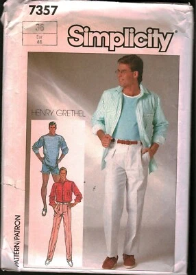 7357 Pantalones Cortos Pullover Top Pantalones Cortos Vintage Simplicity Costura Patrón Para Hombres Años 80 36 Foto 1 de 2