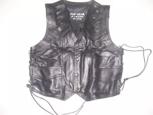 Size 50 Heavy Duty Leather Motorcycle Racing Biker Vest #1 Genuine Cowhide - Foto 1 di 3