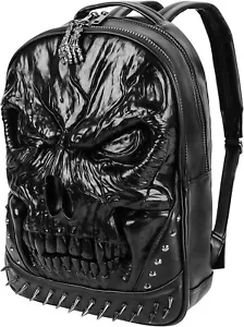 Leather Skull Backpack - Back Packs Steam Punk Rivet Personality Travel Bagpack - Picture 1 of 7