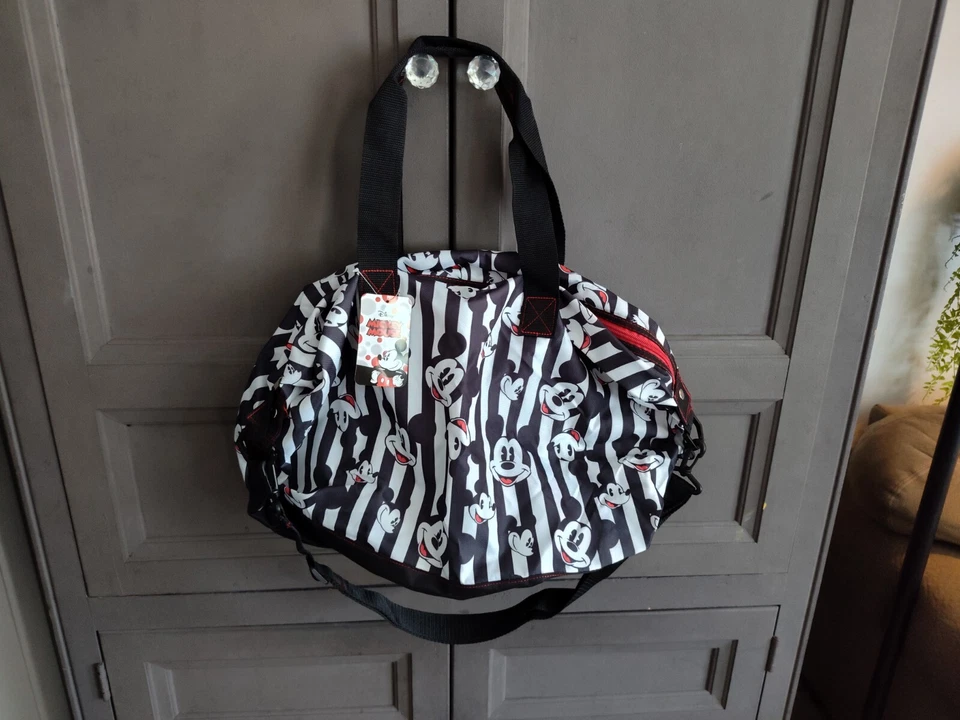 Disney Mickey Mouse Black White Large Purse Overnight Tote Bag Sleepover Travel