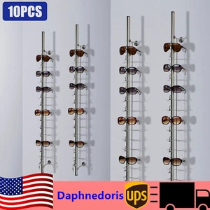 10PCS Lockable 14 Frames Eyewear Sunglasses Eyeglasses Display Rod Aluminium USA - Picture 1 of 22
