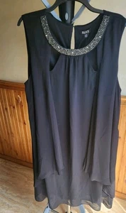 S.L. Fashions Women's Sleeveless Cutout Beaded Neck Cocktail Dress Black NWT 24W - Picture 1 of 8