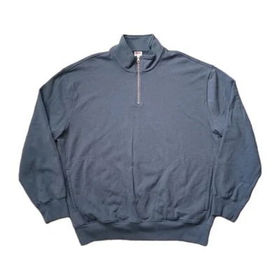 Sudadera De Colección J Crew Ropa Deportiva 1/4 Cremallera Para Hombres L Azul Pullover Logo Bolsillos Años 90 Foto 1 de 4