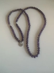 Natural Stones Amethyst Silver Stone Beads Long Mala Prayers Beads - Picture 1 of 8