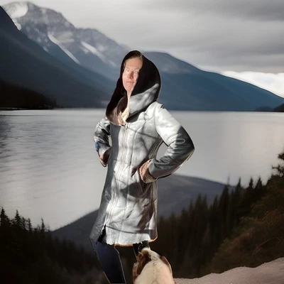 Abrigo de piel de oveja marrón con capucha talla XL Foto 1 de 4