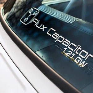 2x Condensador de flujo 1,21 GW DMC-12 Time Machine McFly Doc Emmett calcomanía de vinilo marrón - Imagen 1 de 2