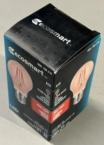 ECOSMART LED 35W EQUIVALENT A19 E26 NON-DIMMABLE RED LIGHT LIGHT BULB 4 PCS NEW - Imagen 1 de 4