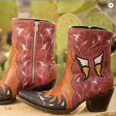 Bota de Vaquero Old Gringo Mariposita Loquita Para Mujer Cuero 10M Nueva en Caja Foto 1 de 4